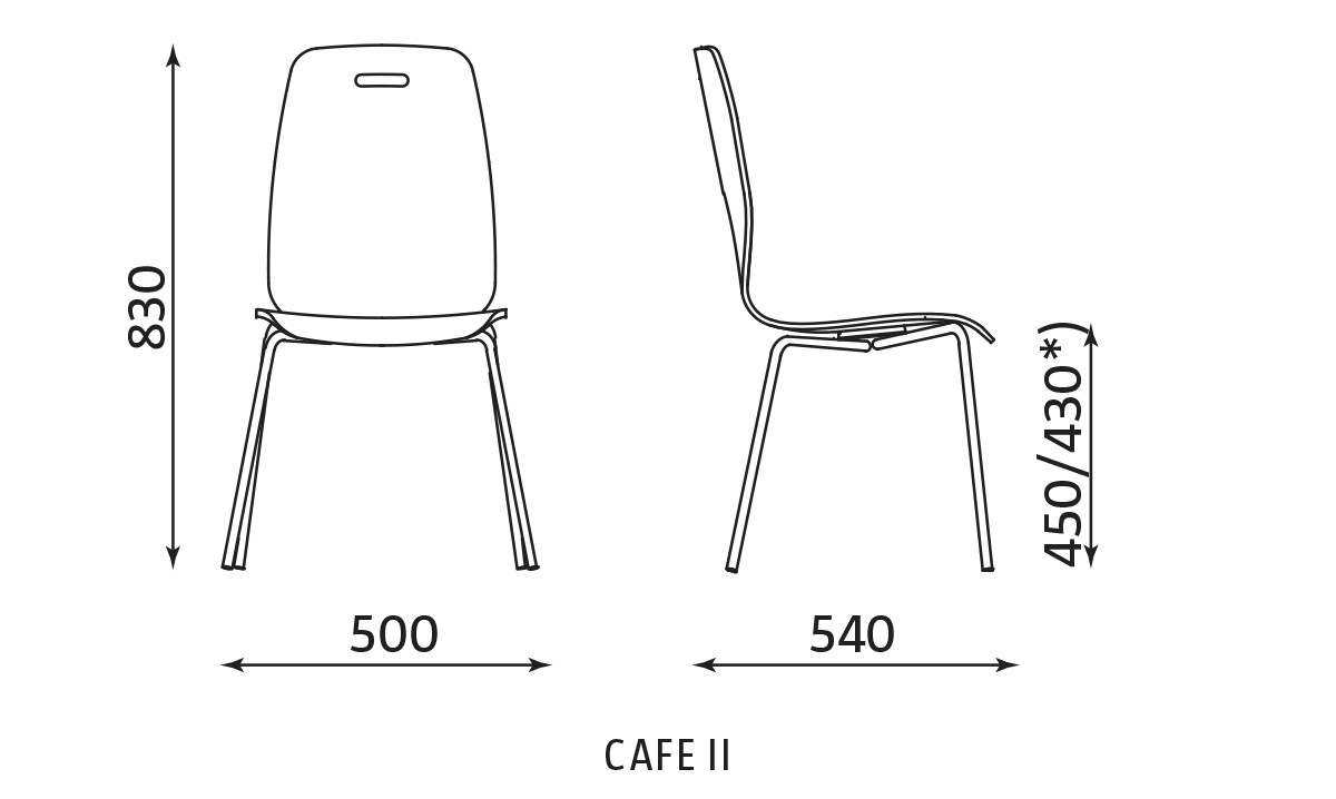 Wymiary krzesła Cafe II
